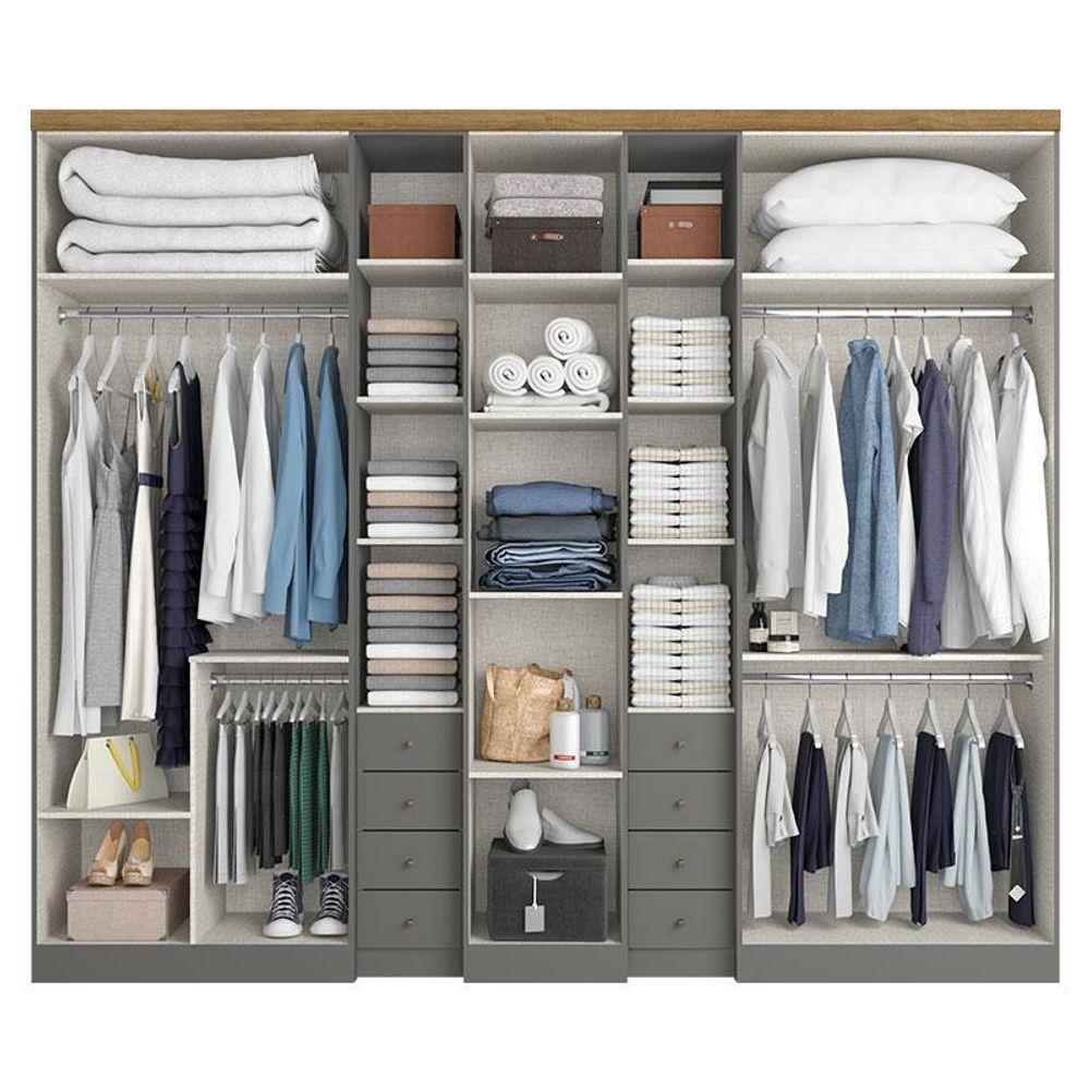 Guarda Roupa Casal Absolut Plus Glass 7 Portas Grafite Almendra Acetinado - Thb - 2