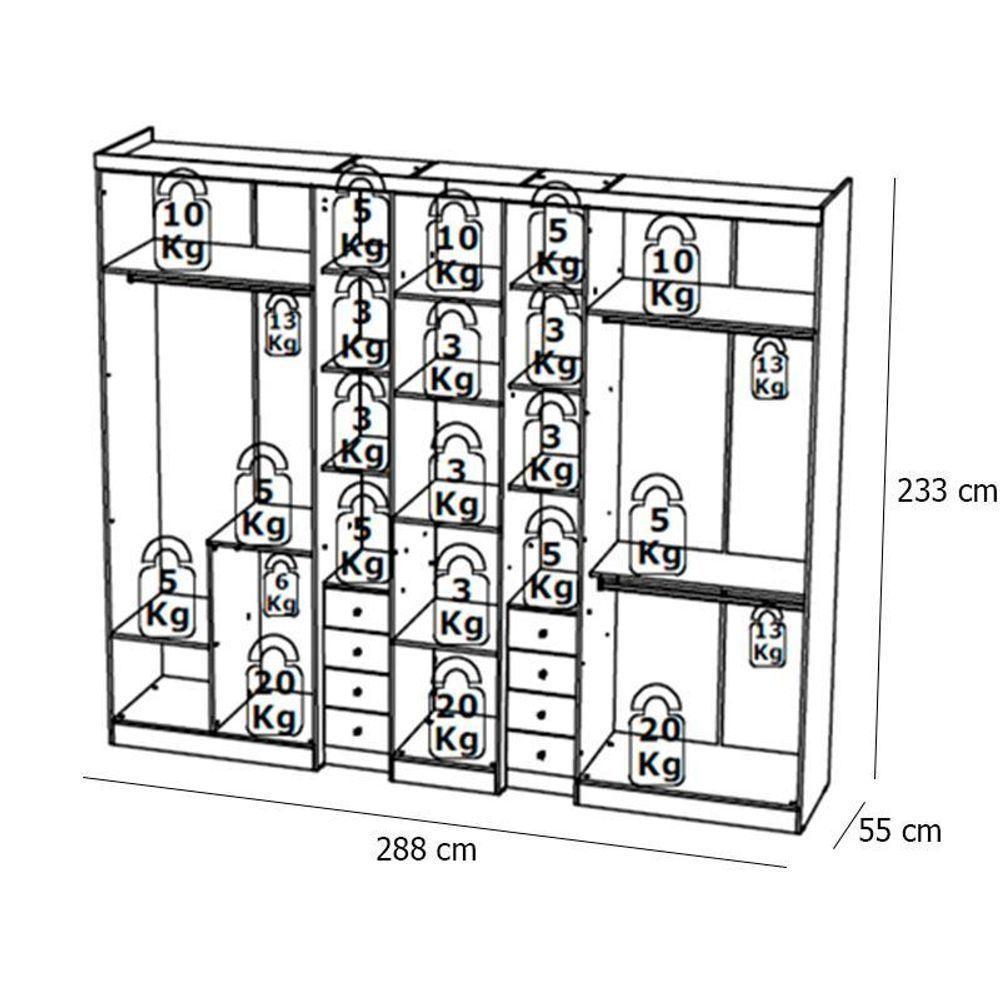 Guarda Roupa Casal Absolut Plus Glass 7 Portas Grafite Almendra Acetinado - Thb - 3