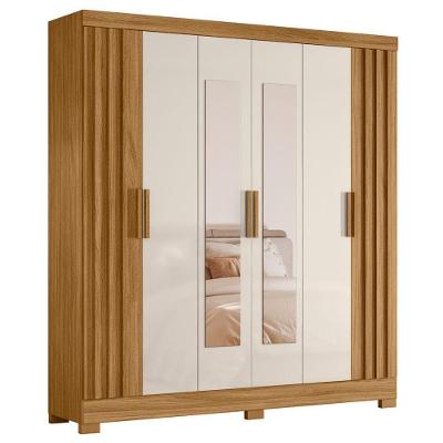 Guarda Roupa Casal Espelho 6 Portas 195 Cm Valenca Freijo Off White Moval