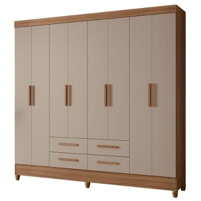 Guarda Roupa Casal 8 Portas 204 Cm Florida Carvalho Fendi Moval Carvalho