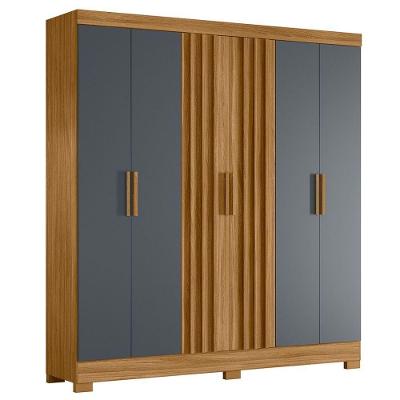 Guarda Roupa Casal 6 Portas 195 Cm Valenca Freijo Cinza Moval