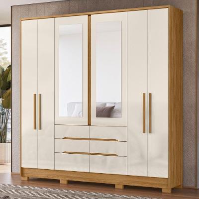 Guarda Roupa Casal San Francisco 6 Portas Bater Freijo Off White