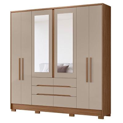 Guarda Roupa Casal 6 Portas Espelho 216 Cm San Francisco Carvalho Fendi Moval
