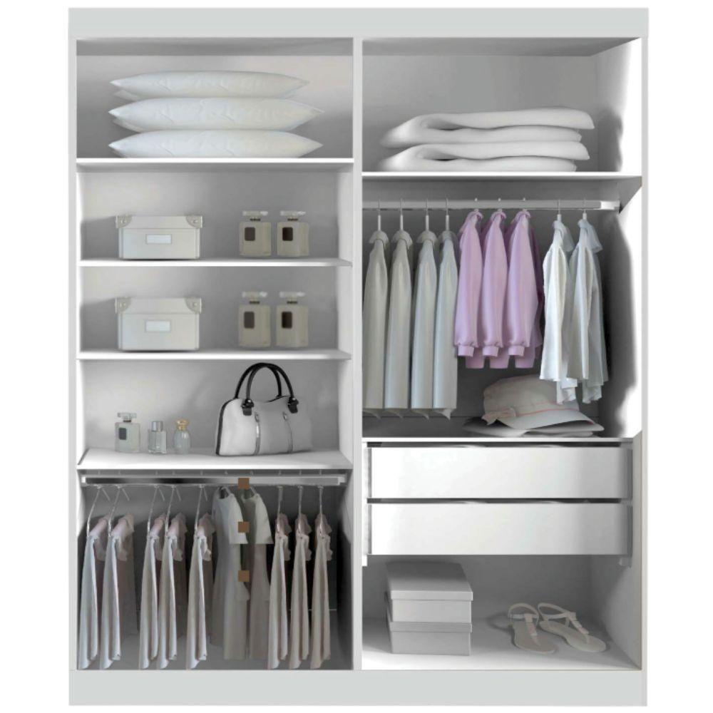 Guarda Roupa Canadá Branco 4 Portas 2 Gavetas Leifer Móveis - 3