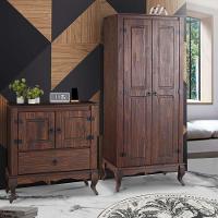 Guarda Roupa 2 Portas Cômoda Pequena Madeira Maciça Marrom - 1