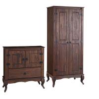 Guarda Roupa 2 Portas Cômoda Pequena Madeira Maciça Marrom - 2