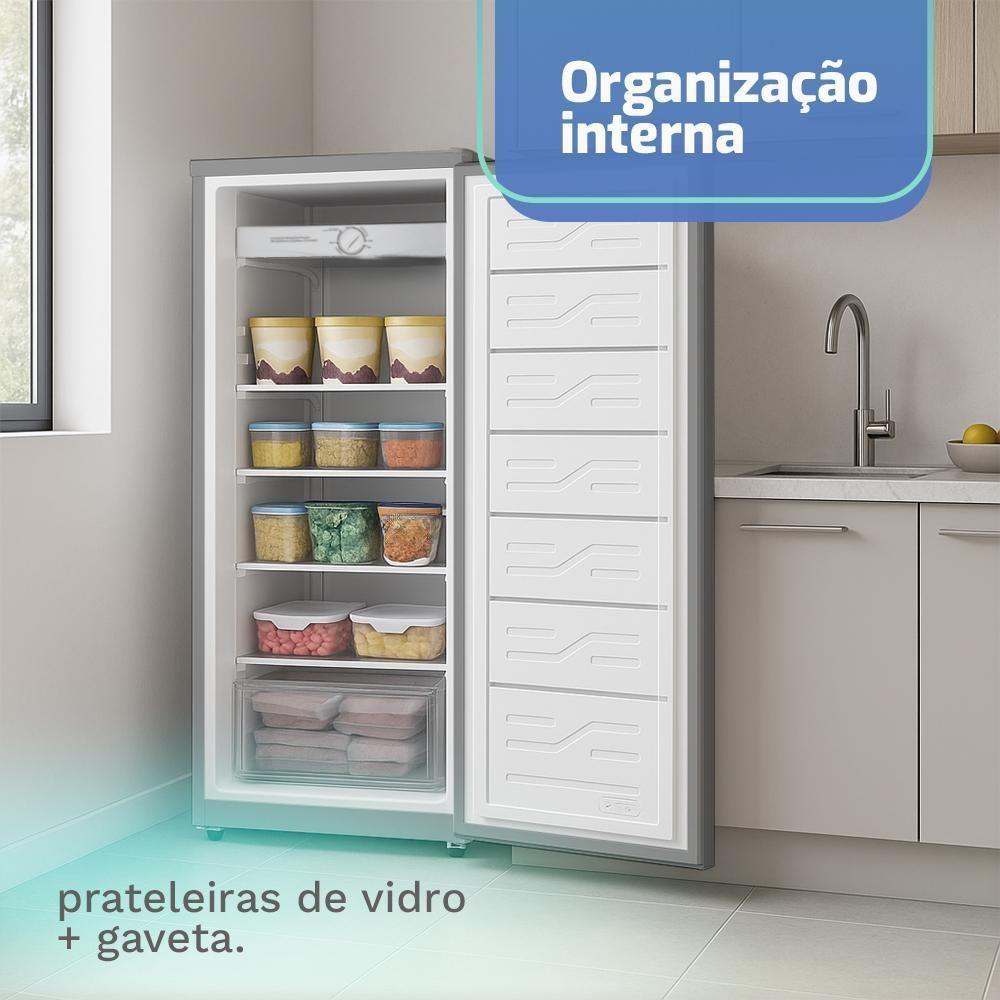 Freezer E Conservador Vertical HQ 210 Litros Cinza HQ-210FV/RDFX 110V - 6