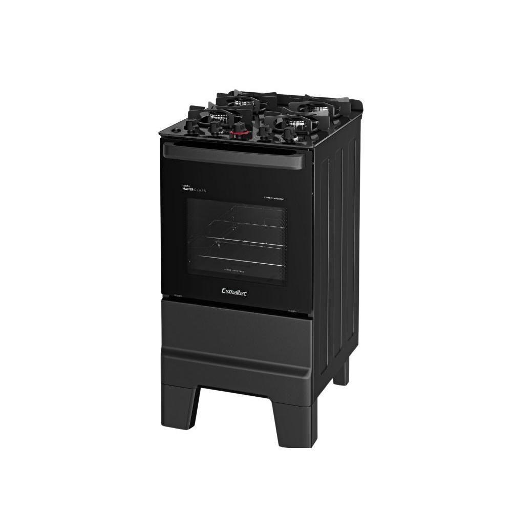 Fogão Esmaltec 4 Bocas Ideal Master Glass Mesa De Vidro Forno 50 Litros Preto T4VFP Bivolt - 3