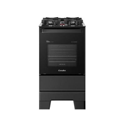 Fogão Esmaltec 4 Bocas Ideal Master Glass Mesa De Vidro Forno 50 Litros Preto T4VFP Bivolt