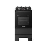 Fogão Esmaltec 4 Bocas Ideal Master Glass Mesa De Vidro Forno 50 Litros Preto T4VFP Bivolt - 1