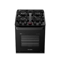 Fogão Esmaltec 4 Bocas Ideal Master Glass Mesa De Vidro Forno 50 Litros Preto T4VFP Bivolt