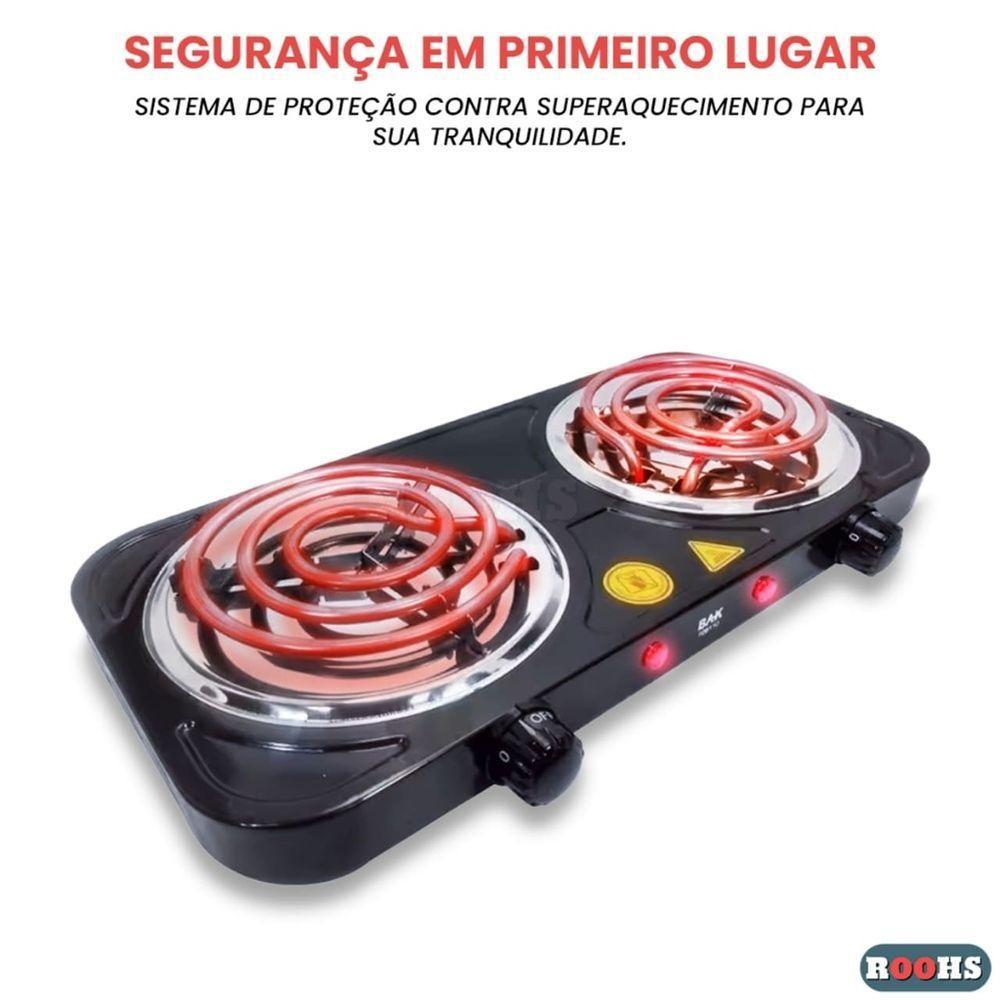 Fogão Elétrico 2 Bocas Portátil 2000w Mini Fogareiro Camping Cozinha Viagem 220v - 2