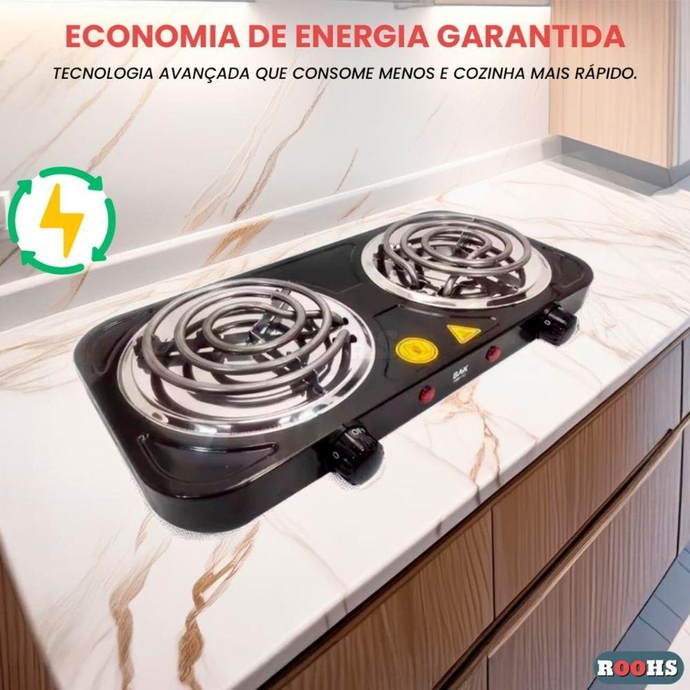 Fogão Elétrico 2 Bocas Portátil 2000w Mini Fogareiro Camping Cozinha Viagem 220v - 3
