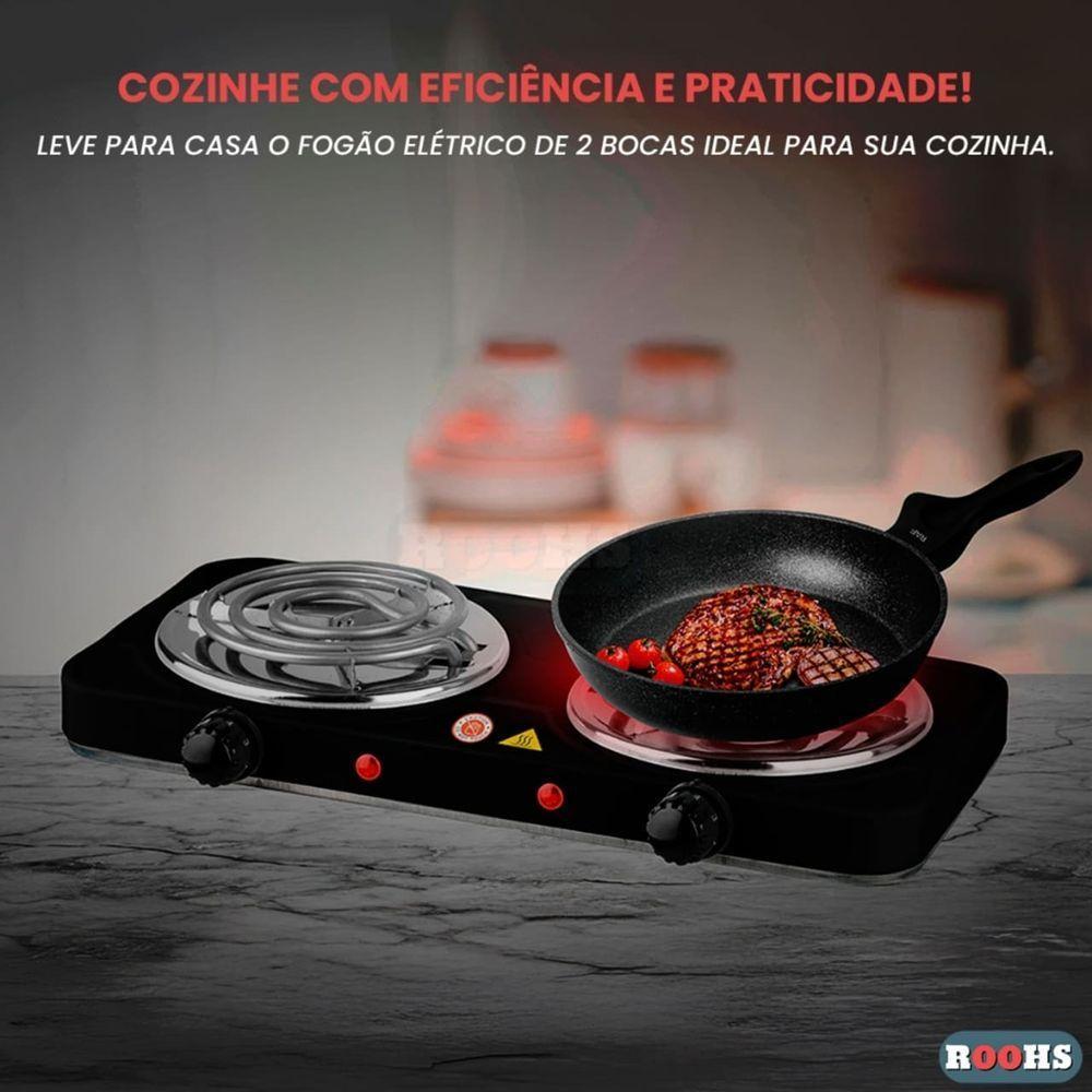 Fogão Elétrico 2 Bocas Portátil 2000w Mini Fogareiro Camping Cozinha Viagem 220v - 5