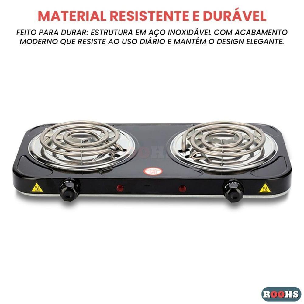 Fogão Elétrico 2 Bocas Portátil 2000w Mini Fogareiro Camping Cozinha Viagem 220v - 6