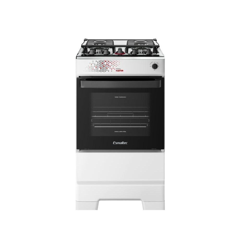 Fogão Esmaltec 4 Bocas Ideal Master Mesa Inox Tampa De Vidro Forno 50 Litros Branco T4ITB Bivolt - 1
