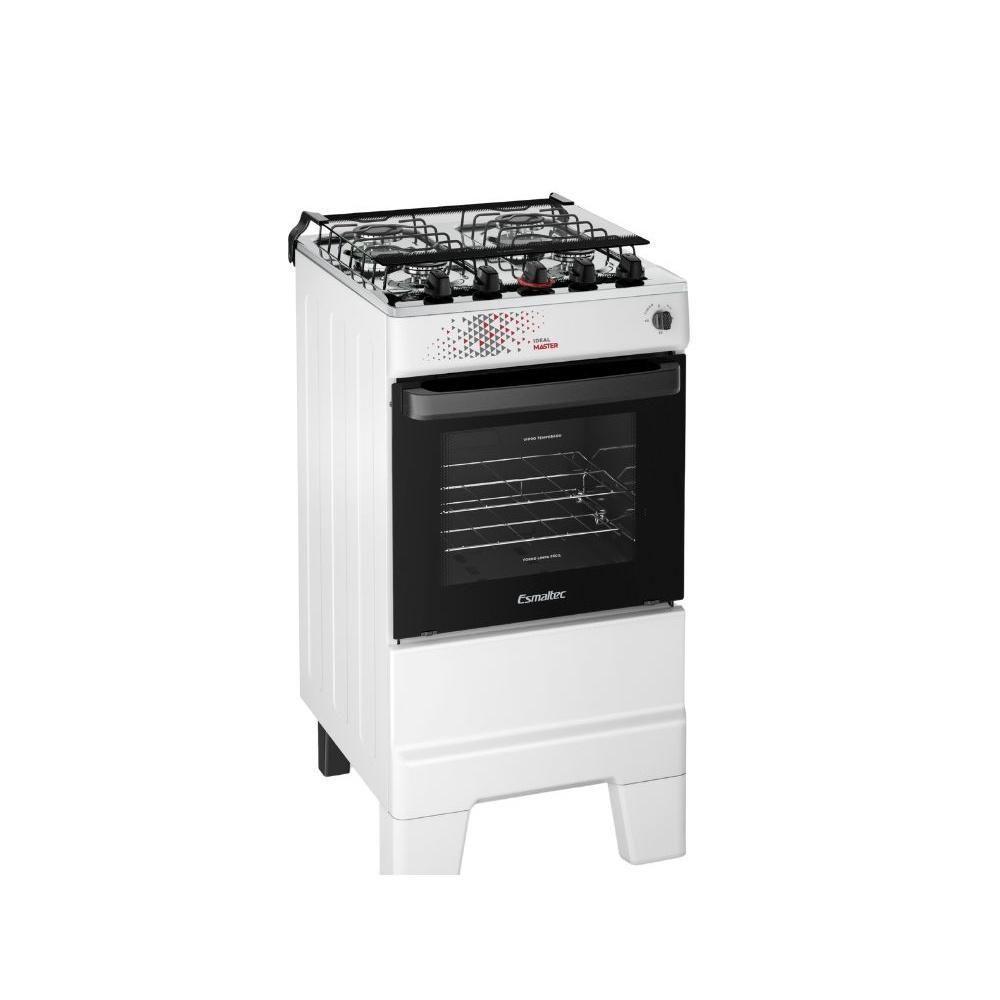 Fogão Esmaltec 4 Bocas Ideal Master Mesa Inox Tampa De Vidro Forno 50 Litros Branco T4ITB Bivolt - 2