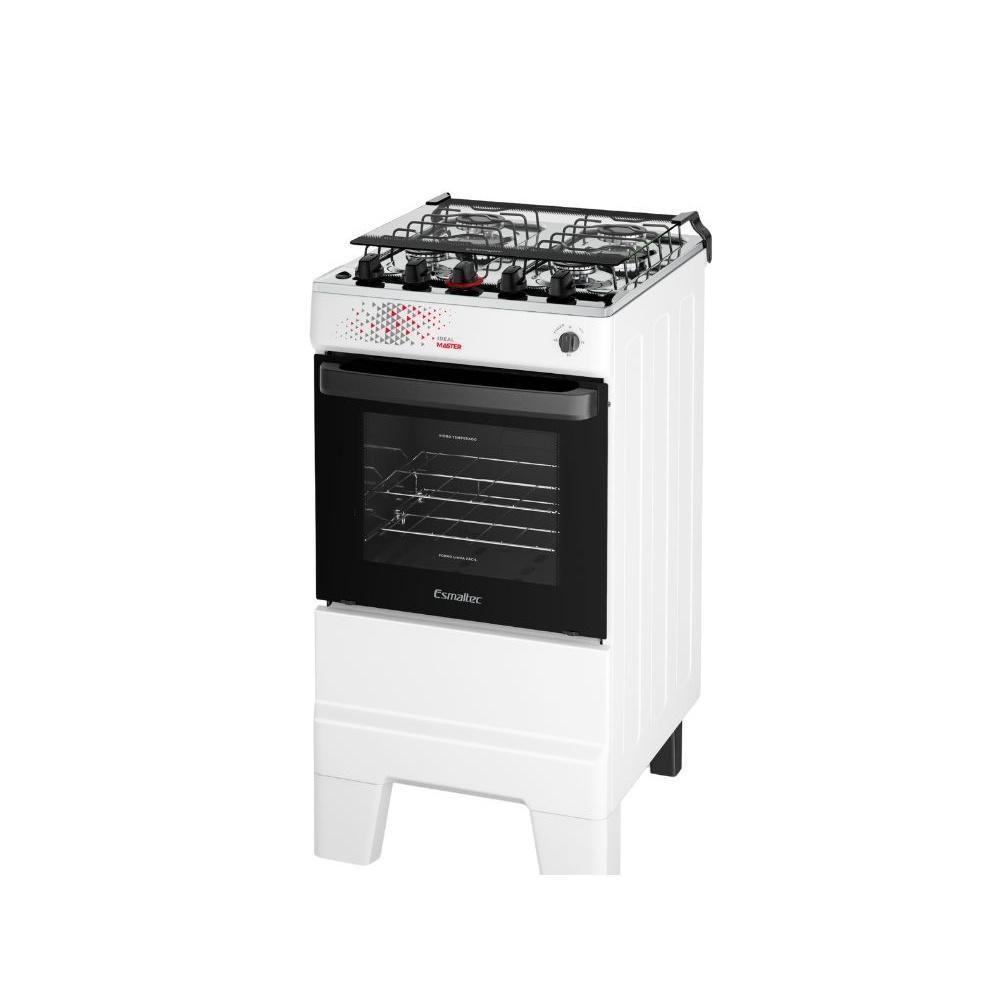 Fogão Esmaltec 4 Bocas Ideal Master Mesa Inox Tampa De Vidro Forno 50 Litros Branco T4ITB Bivolt - 3