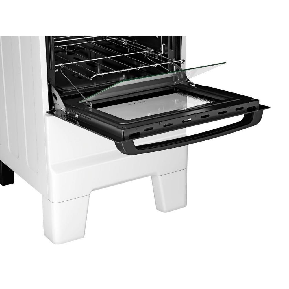 Fogão Esmaltec 4 Bocas Ideal Master Mesa Inox Tampa De Vidro Forno 50 Litros Branco T4ITB Bivolt - 4