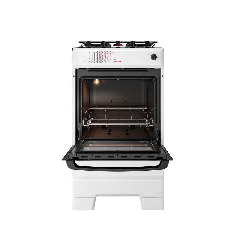 Fogão Esmaltec 4 Bocas Ideal Master Mesa Inox Tampa De Vidro Forno 50 Litros Branco T4ITB Bivolt - 7