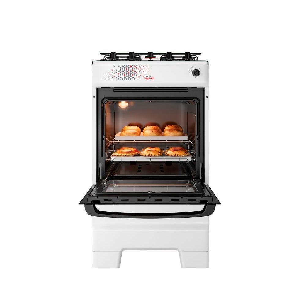 Fogão Esmaltec 4 Bocas Ideal Master Mesa Inox Tampa De Vidro Forno 50 Litros Branco T4ITB Bivolt - 8