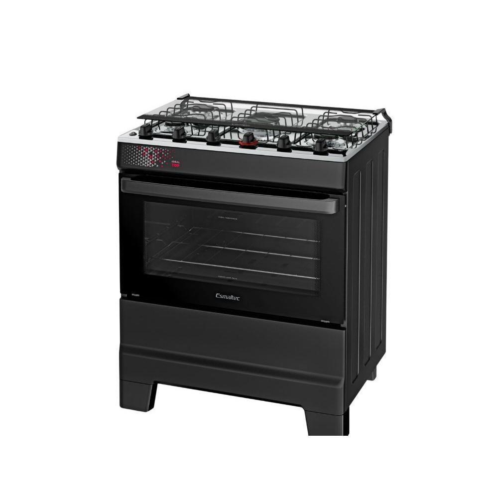Fogão Esmaltec 5 Bocas Ideal Top Mesa Inox Tampa De Vidro Forno 84 Litros Preto T5IAP Bivolt - 3