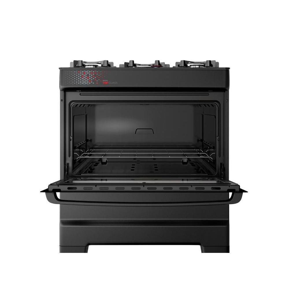 Fogão Esmaltec 5 Bocas Ideal Top Glass Mesa De Vidro Forno 84 Litros Preto T5VAP Bivolt - 6