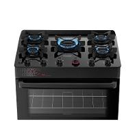 Fogão Esmaltec 5 Bocas Ideal Top Glass Mesa De Vidro Forno 84 Litros Preto T5VAP Bivolt - 5