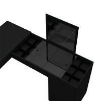 Escrivaninha Penteadeira Canto Star Com Nichos E Painel Com Espelho Fixo E Vidro De Correr Design Moderno Preto Fosco - 7