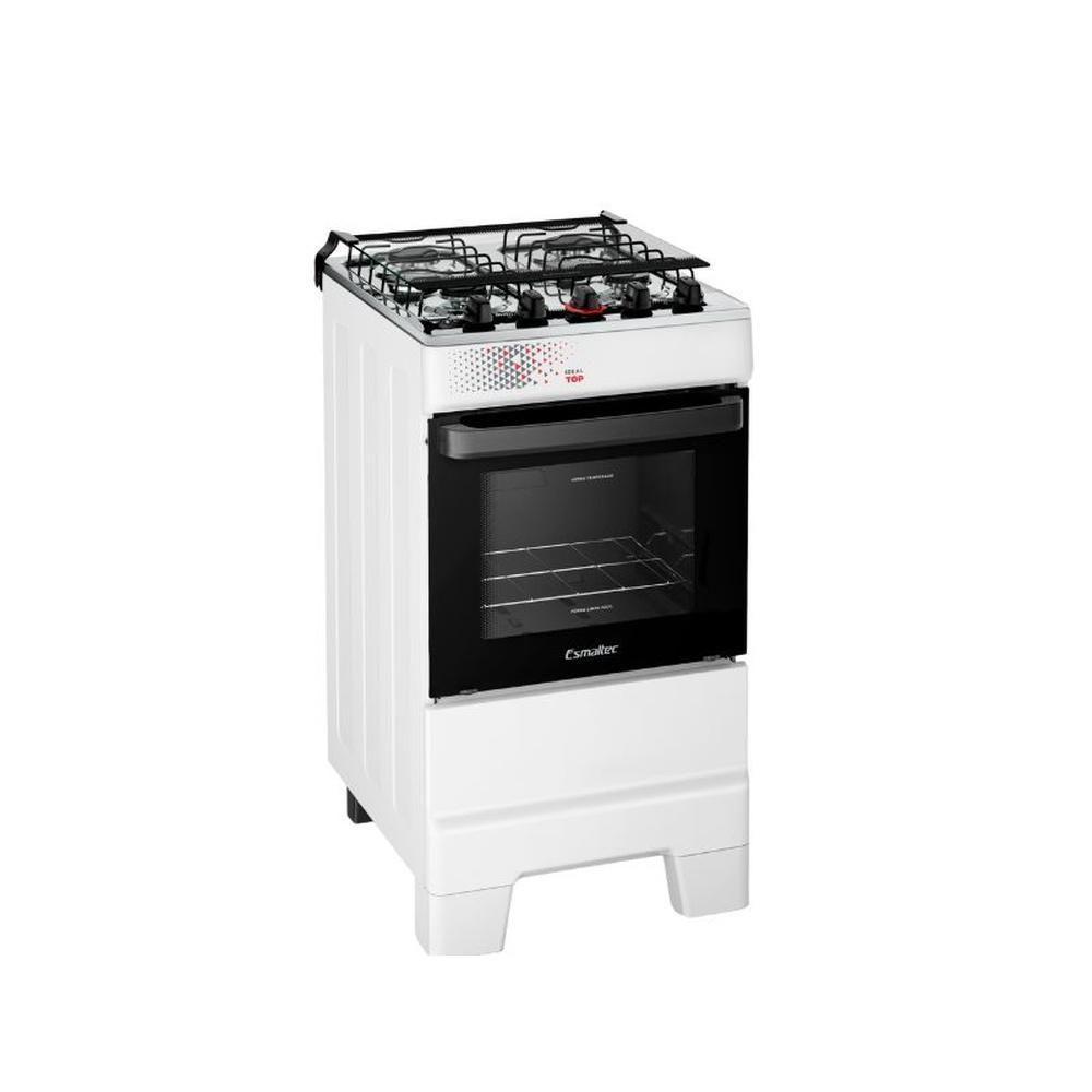 Fogão Esmaltec 4 Bocas Ideal Top Mesa Inox Tampa De Vidro Forno 50 Litros Branco T4IAB Bivolt - 2