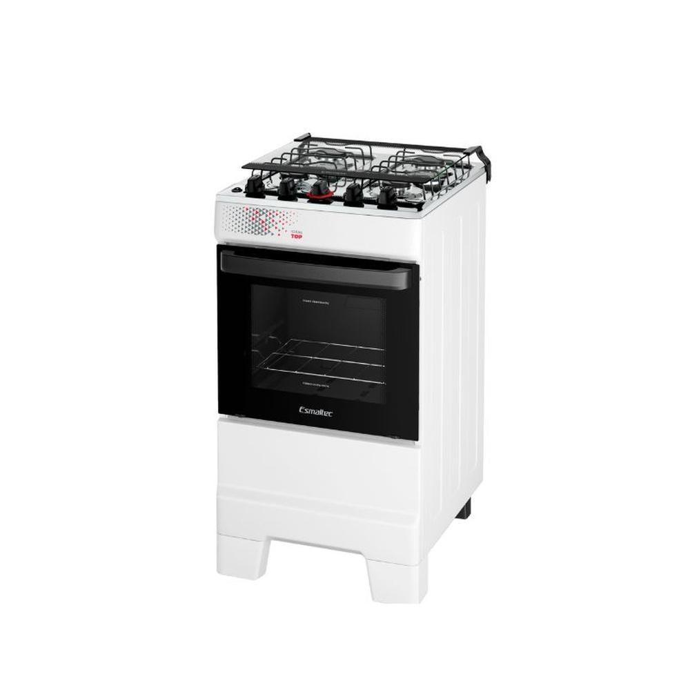 Fogão Esmaltec 4 Bocas Ideal Top Mesa Inox Tampa De Vidro Forno 50 Litros Branco T4IAB Bivolt - 3