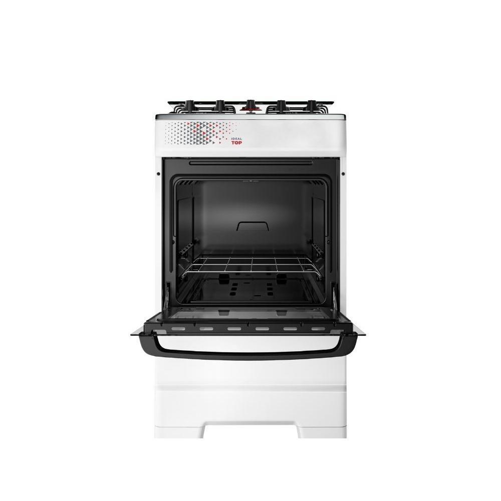 Fogão Esmaltec 4 Bocas Ideal Top Mesa Inox Tampa De Vidro Forno 50 Litros Branco T4IAB Bivolt - 5