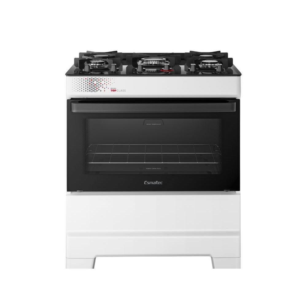 Fogão Esmaltec 5 Bocas Ideal Top Glass Mesa De Vidro Forno 84 Litros Branco T5VAB Bivolt - 1