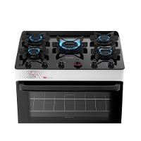 Fogão Esmaltec 5 Bocas Ideal Top Glass Mesa De Vidro Forno 84 Litros Branco T5VAB Bivolt - 5