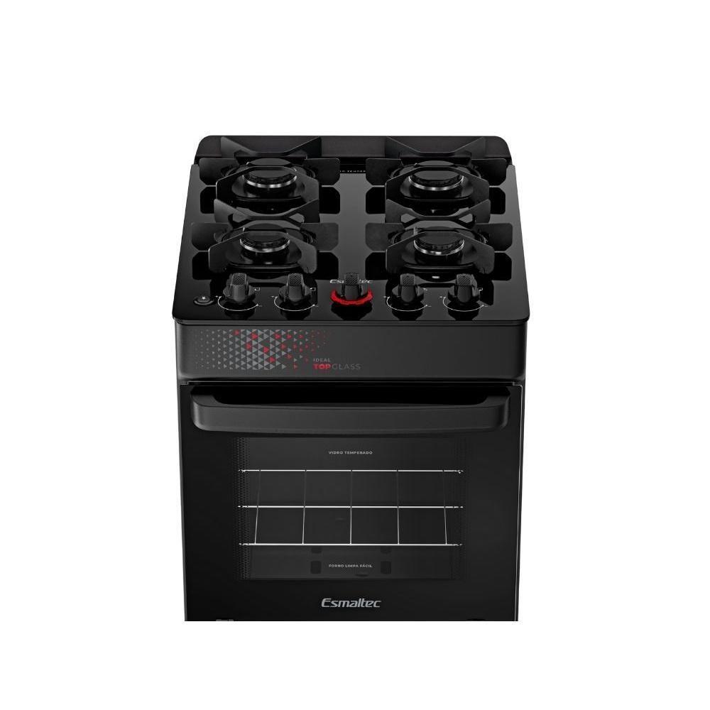 Fogão Esmaltec 4 Bocas Ideal Top Glass Mesa De Vidro Forno 50 Litros Preto T4VAP Bivolt - 4
