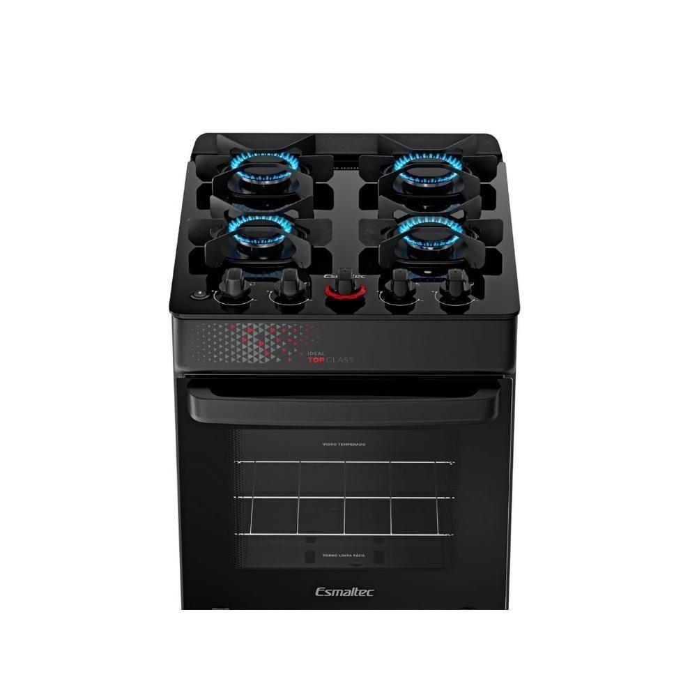 Fogão Esmaltec 4 Bocas Ideal Top Glass Mesa De Vidro Forno 50 Litros Preto T4VAP Bivolt - 5