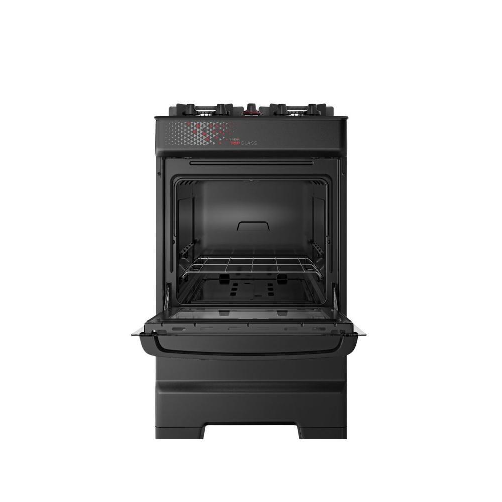Fogão Esmaltec 4 Bocas Ideal Top Glass Mesa De Vidro Forno 50 Litros Preto T4VAP Bivolt - 6