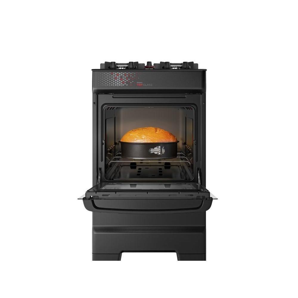 Fogão Esmaltec 4 Bocas Ideal Top Glass Mesa De Vidro Forno 50 Litros Preto T4VAP Bivolt - 7