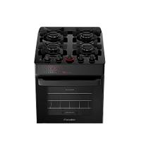 Fogão Esmaltec 4 Bocas Ideal Top Glass Mesa De Vidro Forno 50 Litros Preto T4VAP Bivolt