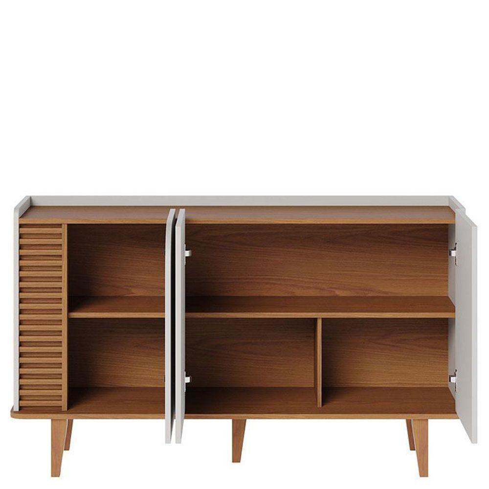 Cristaleira Guanabara Off White Freijó Com Aparador Buffet Jurerê Off White Matte Freijó - Colibri - 6