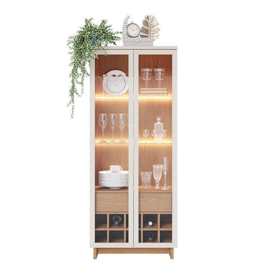 Cristaleira Guanabara Off White Freijó Com Aparador Buffet Jurerê Off White Matte Freijó - Colibri - 8