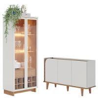 Cristaleira Guanabara Off White Freijó Com Aparador Buffet Jurerê Off White Matte Freijó - Colibri - 1