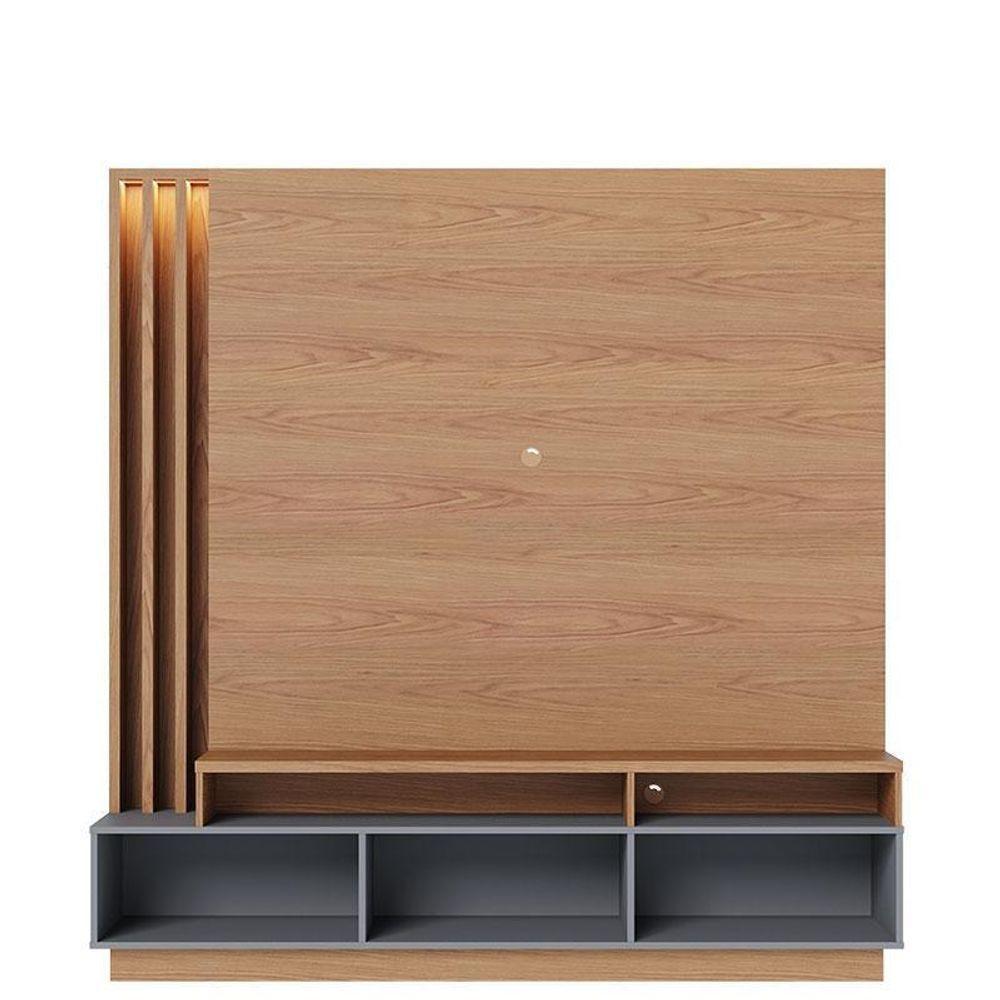 Estante Home Theater Humaita Freijó Cinza Acetinado Com Aparador Riviera Freijó ? Colibri - 3