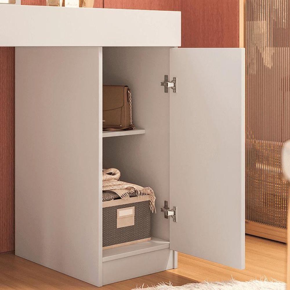 Escrivaninha Penteadeira Love Vidro De Correr Espelho Prateleira E Nicho Design Moderno - Branco Cinamomo Mel - 5