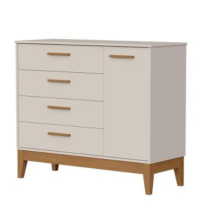 Cômoda Sapateira Infantil Flip 4 Gavetas em MDF com Puxadores em MDF Bege Natural