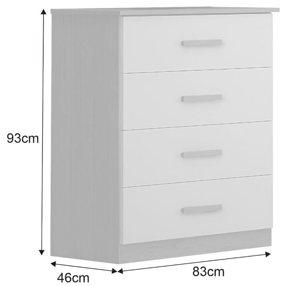 Cômoda Rubi Cinamomo Off White 4 Gavetas Leifer Móveis - 3