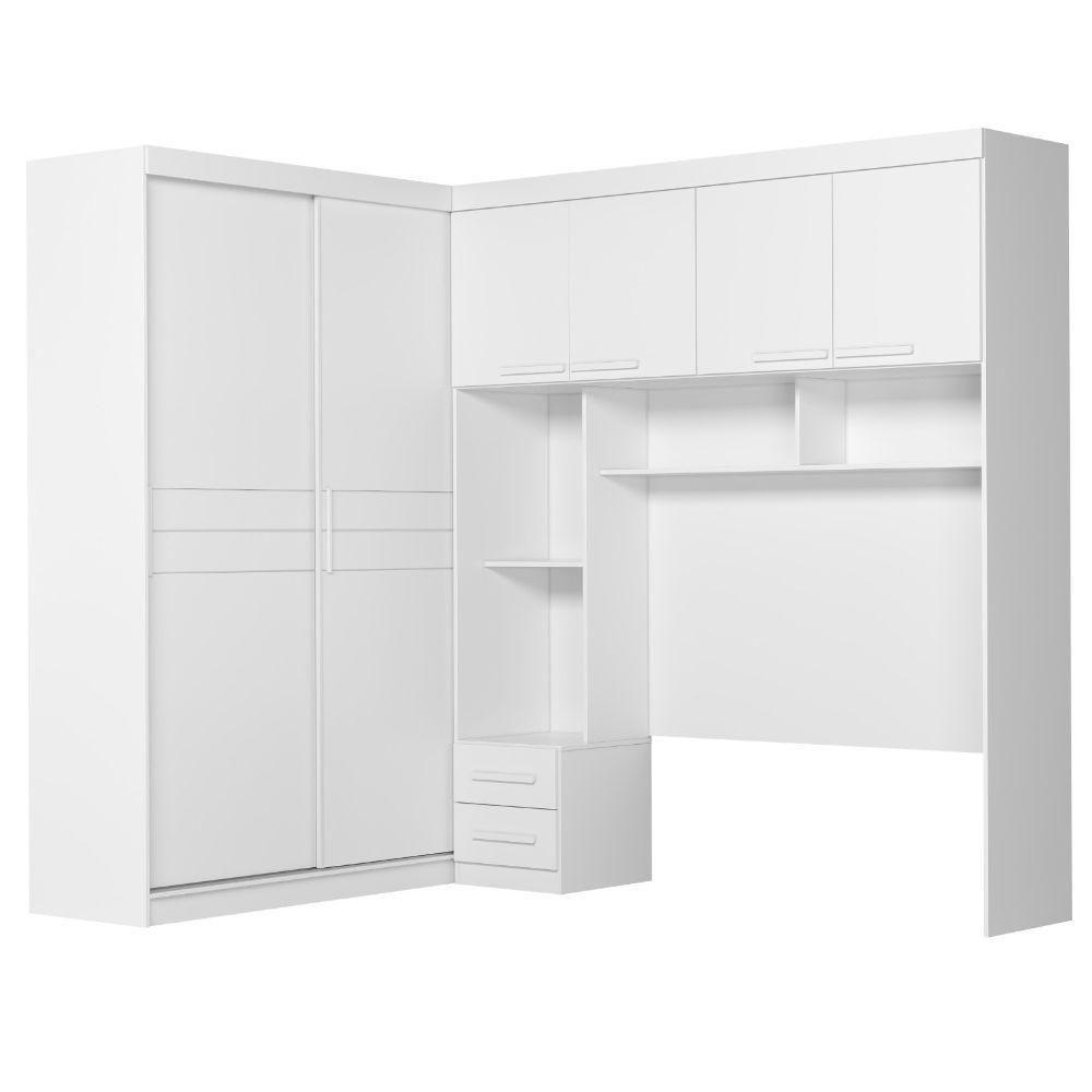 Dormitorio Modulado Casal 6 Portas 242x173 Cm Florenca Branco Moval - 1