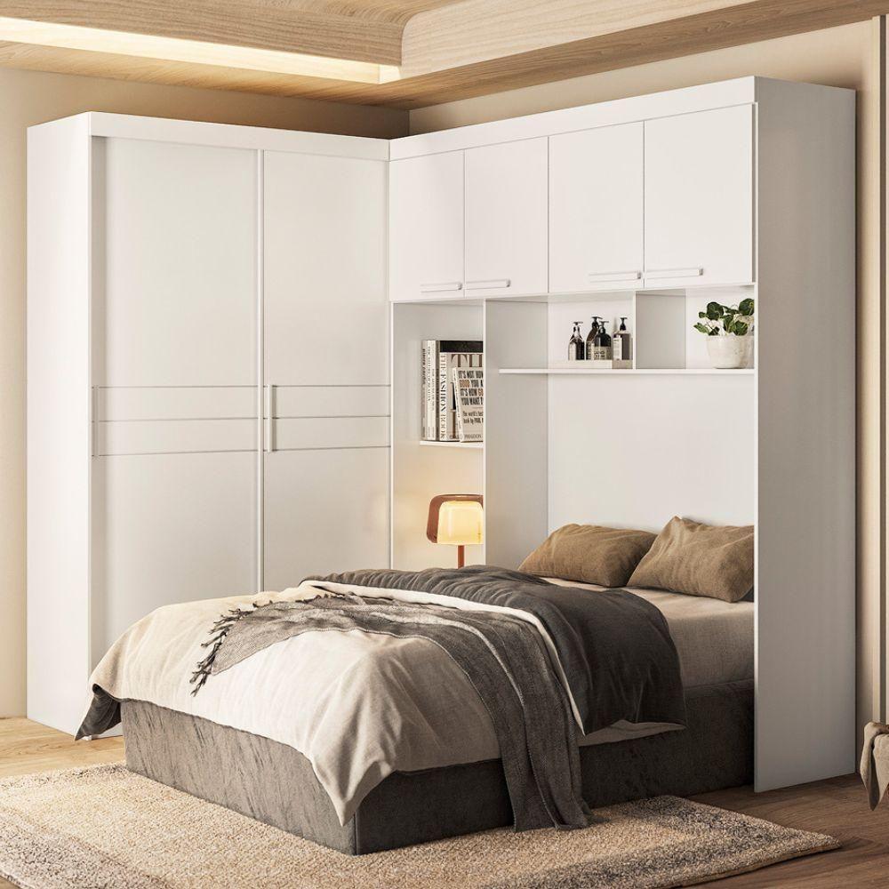 Dormitorio Modulado Casal 6 Portas 242x173 Cm Florenca Branco Moval - 2