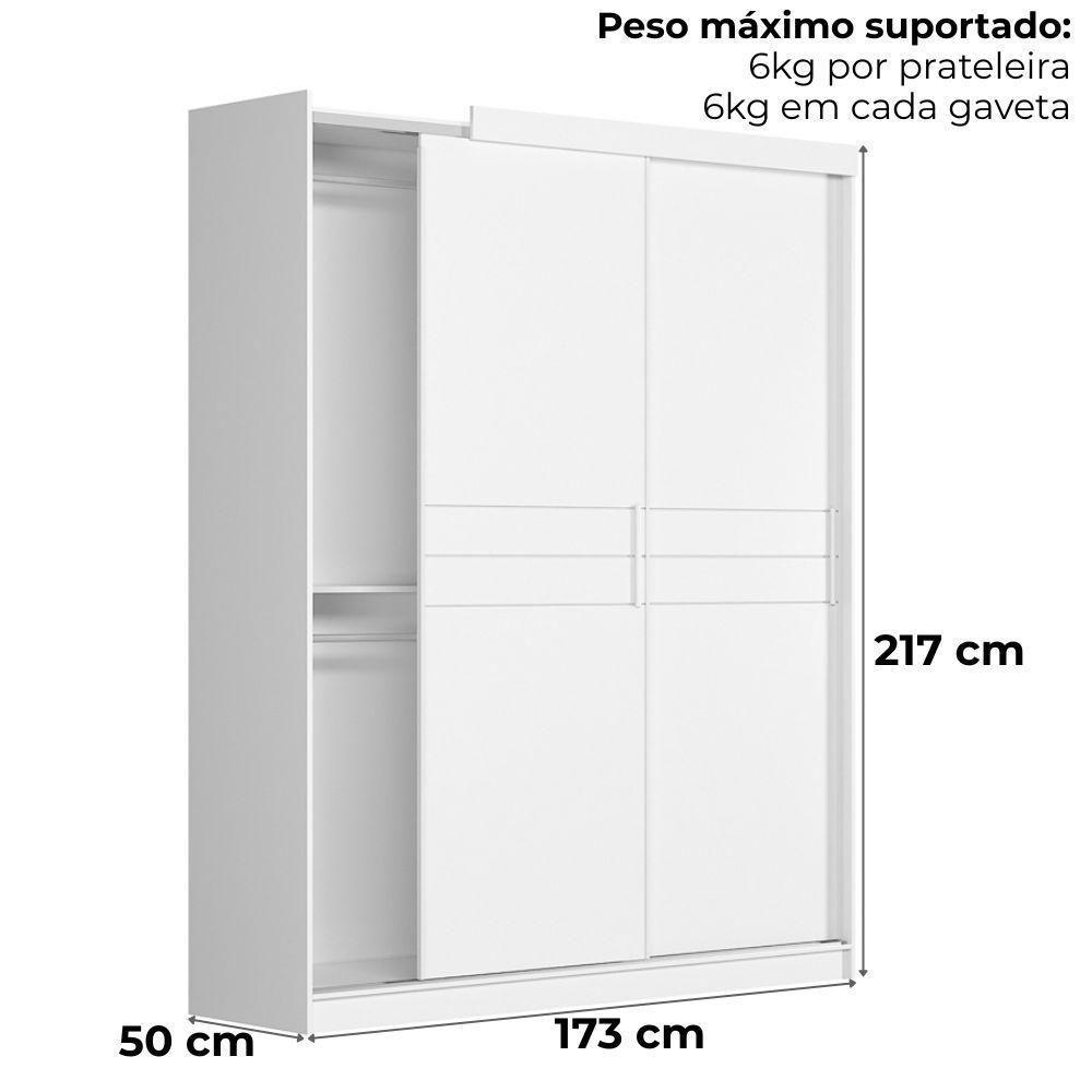 Dormitorio Modulado Casal 6 Portas 242x173 Cm Florenca Branco Moval - 4