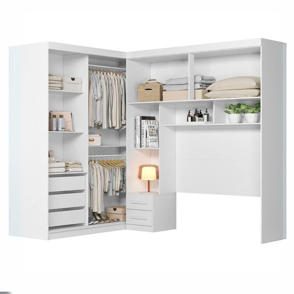 Dormitorio Modulado Casal 6 Portas 242x173 Cm Florenca Branco Moval - 6